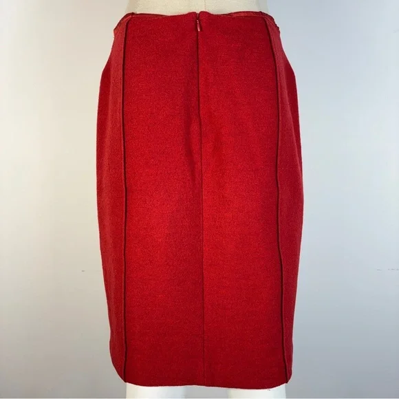 MaxMara Red 100% Virgin Wool Pencil Skirt M *Flaw - Picture 2 of 11